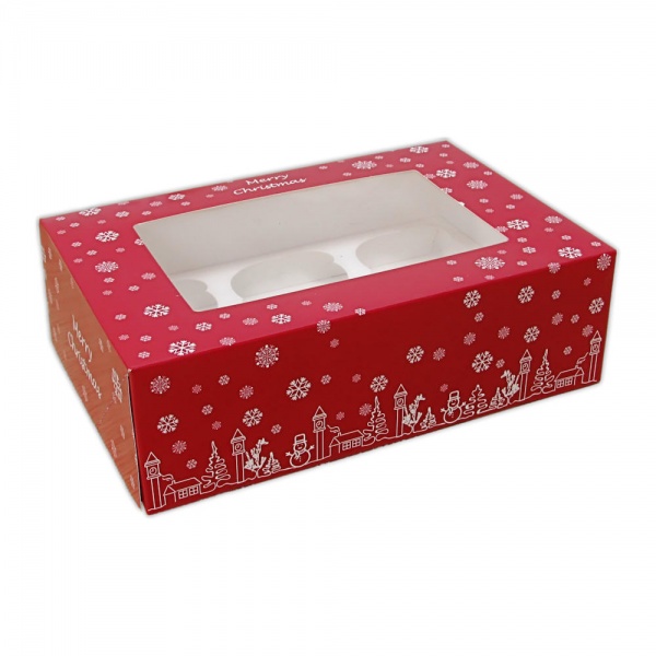 XMASCUPCAKE6025 - Xmas 6 Cupcake Box x 25